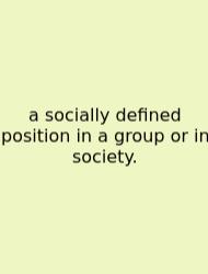 A Socially Defined Position In A Group Or In Society.