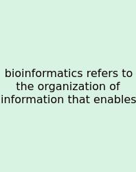 Bioinformatics Refers To The Organization Of Information That Enables
