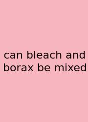 Can Bleach And Borax Be Mixed