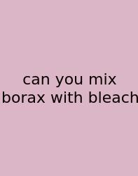 Can You Mix Borax With Bleach
