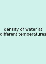 Density Of Water At Different Temperatures
