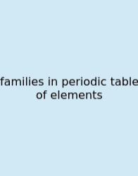 Families In Periodic Table Of Elements