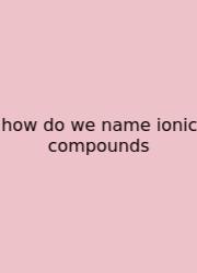 How Do We Name Ionic Compounds