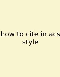 How To Cite In Acs Style