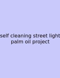 Self Cleaning Street Light Palm Oil Project