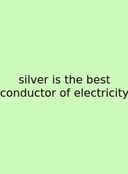 Silver Is The Best Conductor Of Electricity