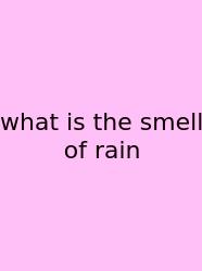 What Is The Smell Of Rain
