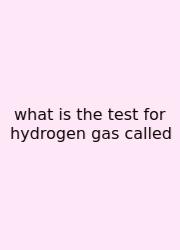 What Is The Test For Hydrogen Gas Called