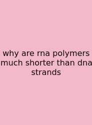 Why Are Rna Polymers Much Shorter Than Dna Strands